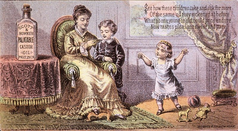 old drawing advertisement for castor oil