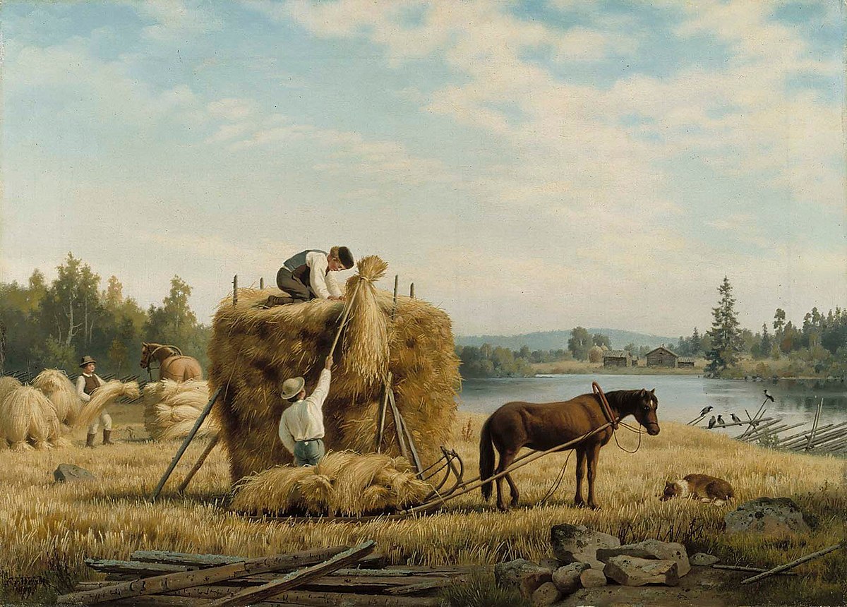 harvesters in oil painting frome 1870