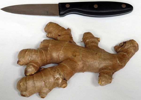 ginger root and knife
