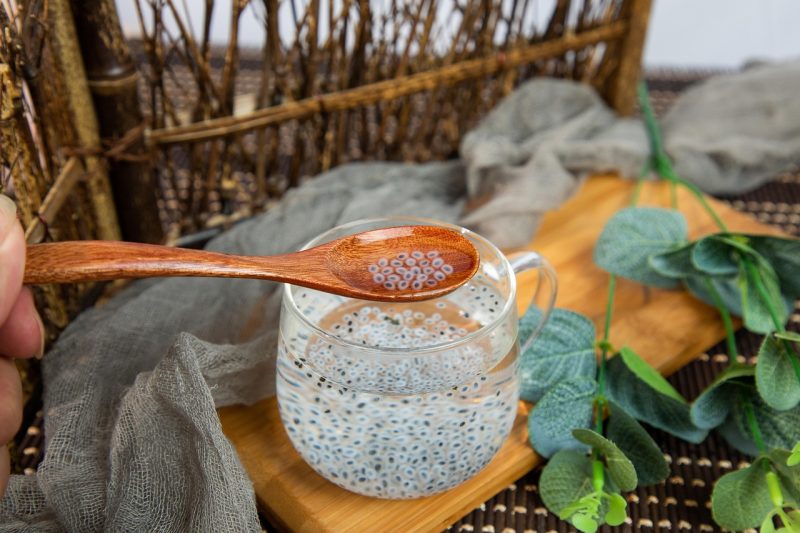 basil seeds mixed with water as a beverage