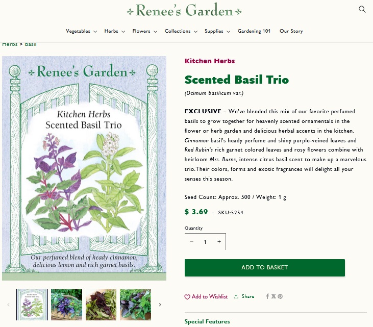basil seed package from renees garden seeds