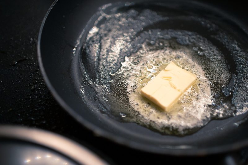 butter melting in a pan