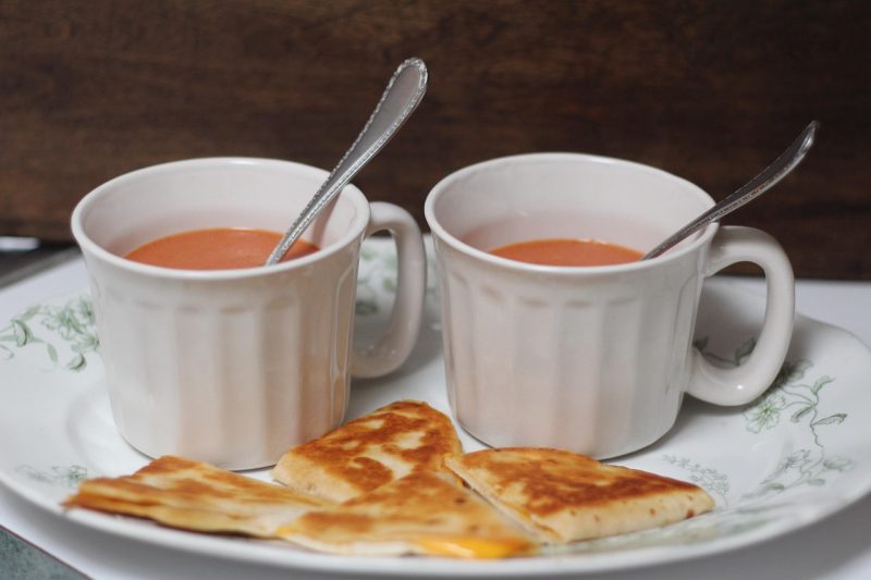 tomato soup and quesadilla