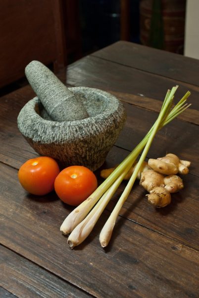 basal stalks of lemongrass ready to cook with