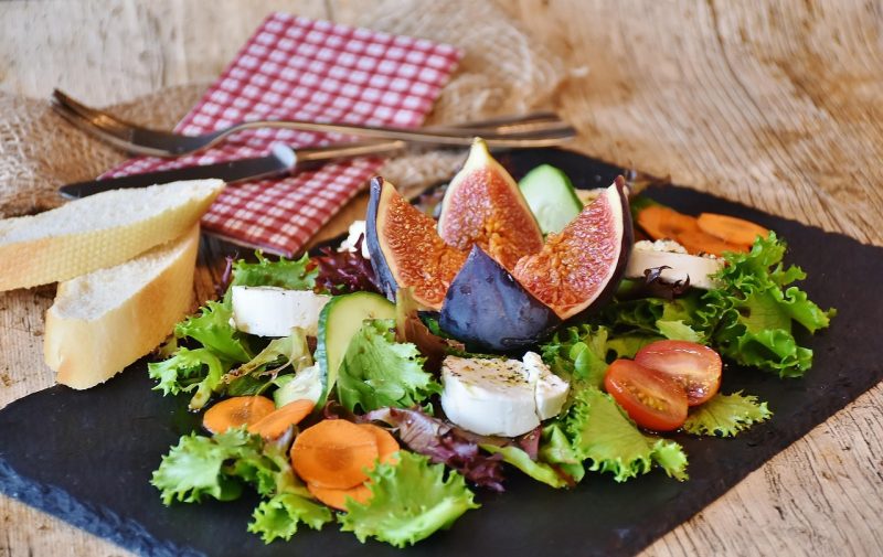 fresh figs ready to eat in a salad