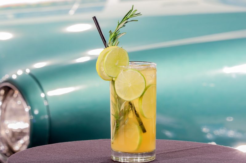 drink with fresh herbs
