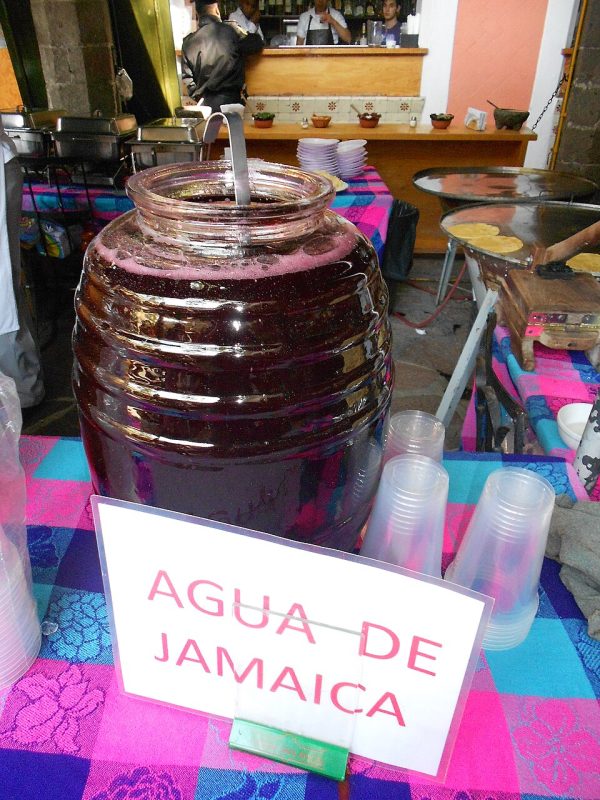 chilled hibiscus flower tea for sale in mexico city copyright M Carmen