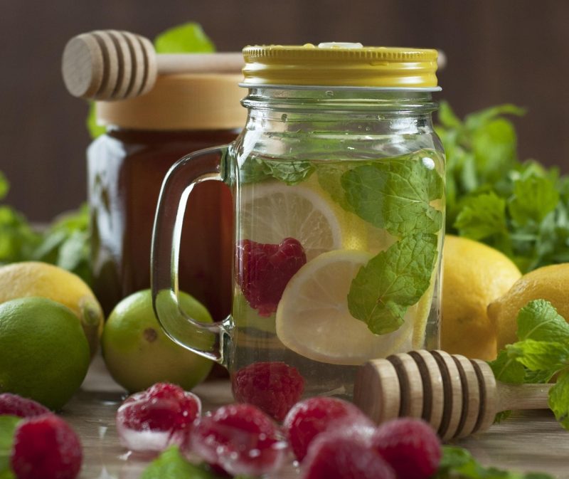 honey water with fruit