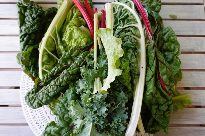 leaves of kale and chard