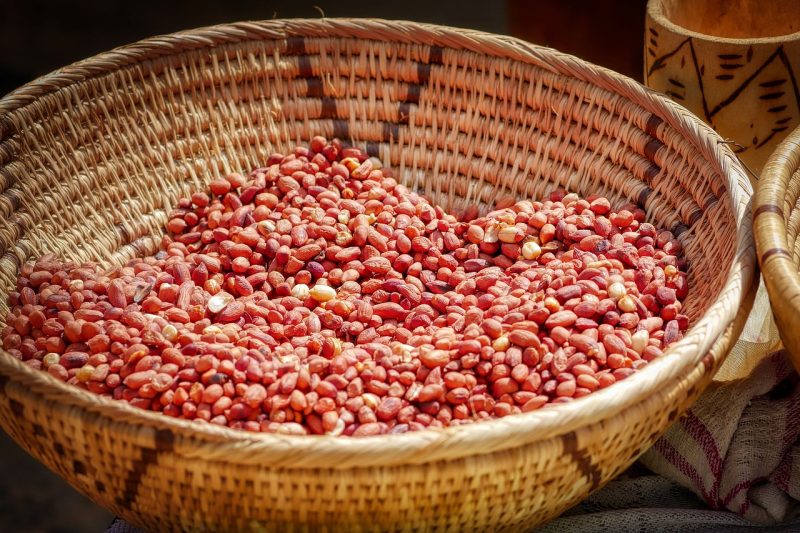 basket full of shelled peanuts ready for roasting