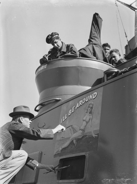 pin up girl painted on a pt boat in WWII