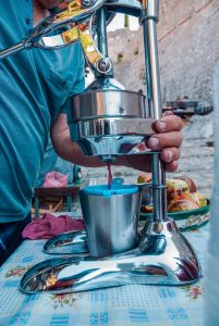 pomegranate juice being made for a recipe