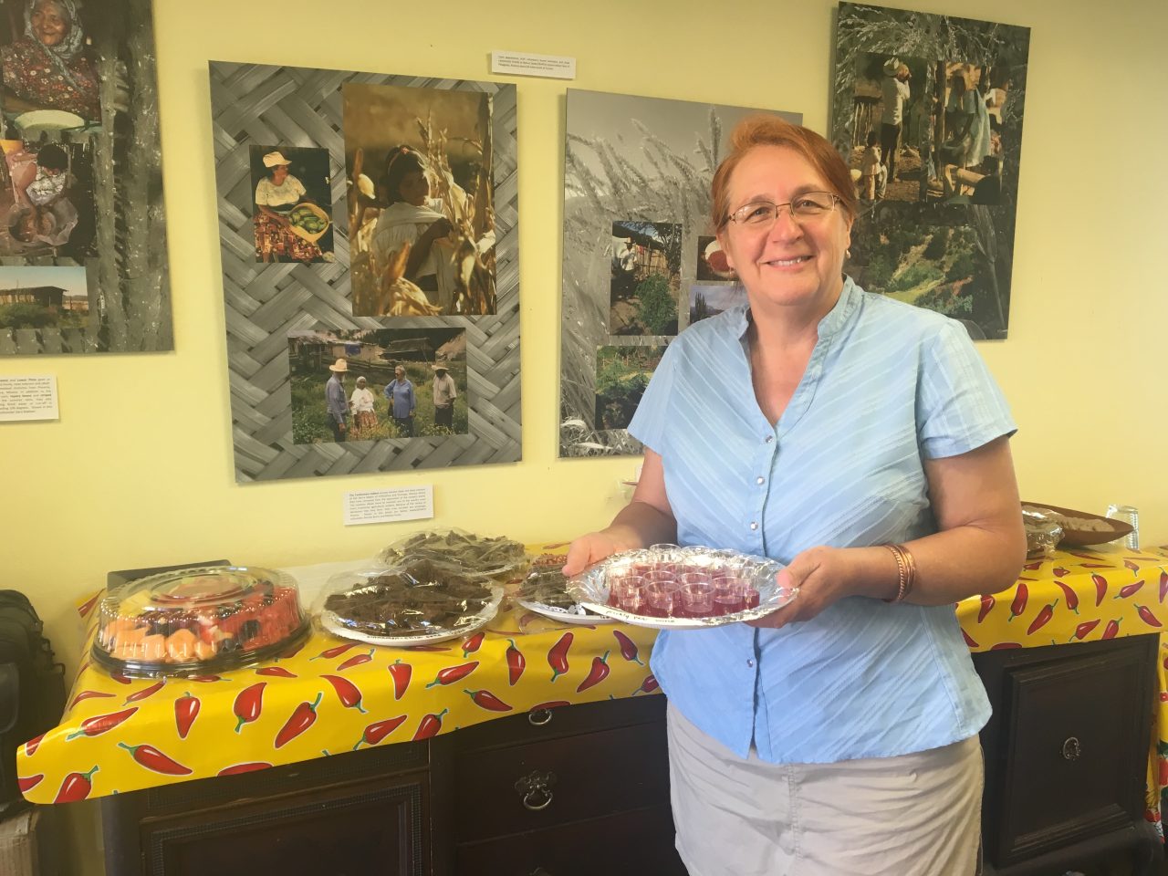 Dr Jacqueline Soule award winning author offers samples of prickly pear wine that she made copyright JA Soule