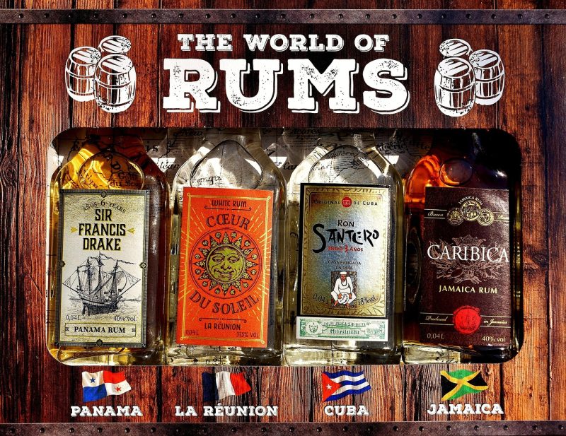 selection of rum in bottles