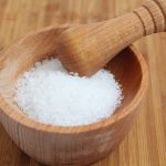 salt in a mortar with pestle