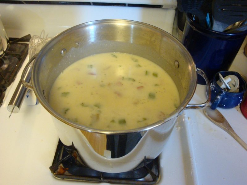 corn chowder cooking