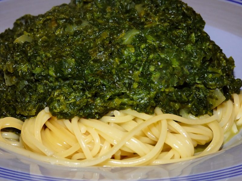 arugula pesto on spagetti on savor the southwest