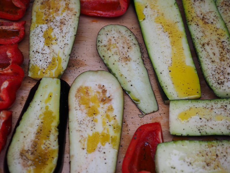 zucchini planks ready for grilling
