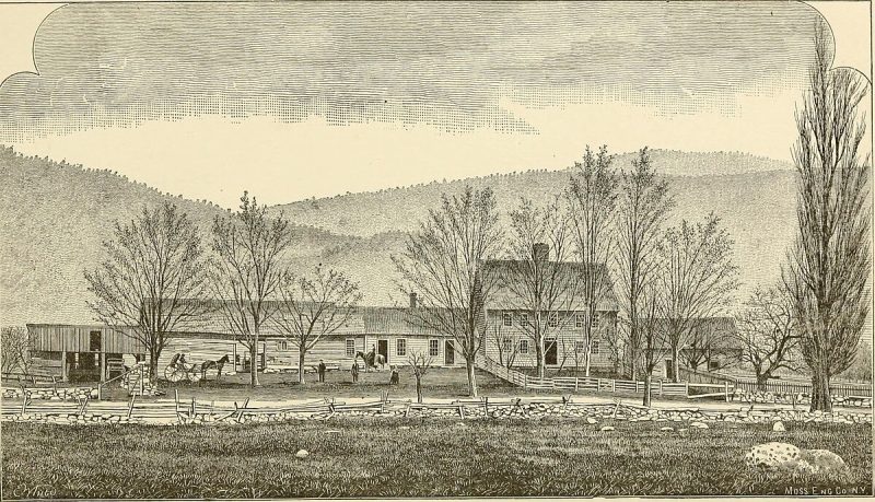drawing of an old vermont farm house