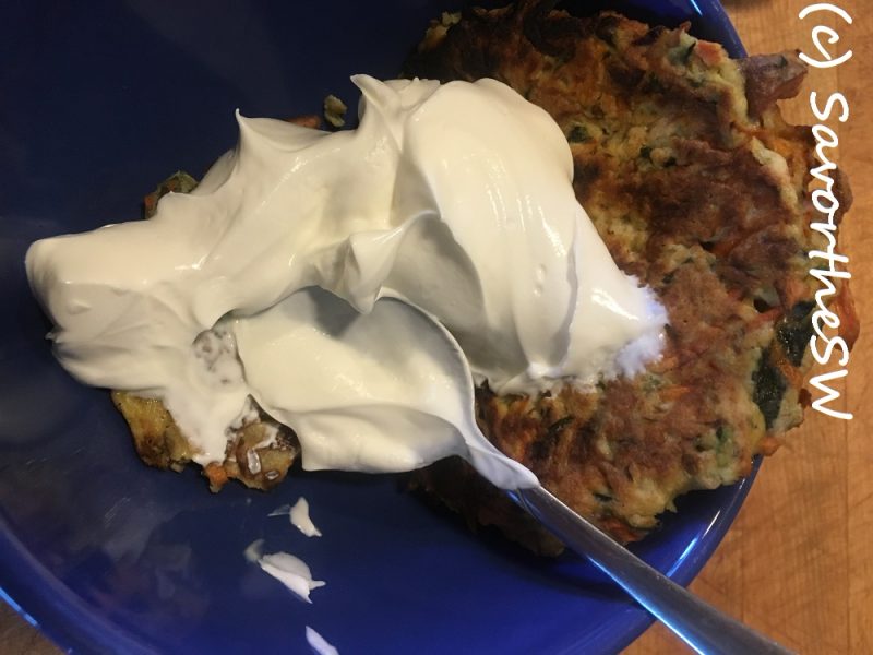 sour cream topping vegetable fritter food copyright JASoule